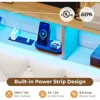 Floating Bed Frame, Floating Platform Bed with Charging Station with LED Lights & Storage Headboard, Modern LED Floating Bed 4