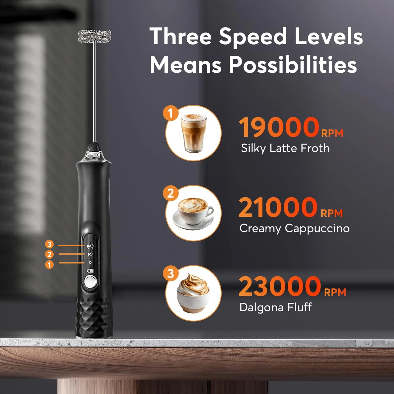 Milk Frother Wand Coffee Frother Handheld Foam Maker For Latte thumbnail 6