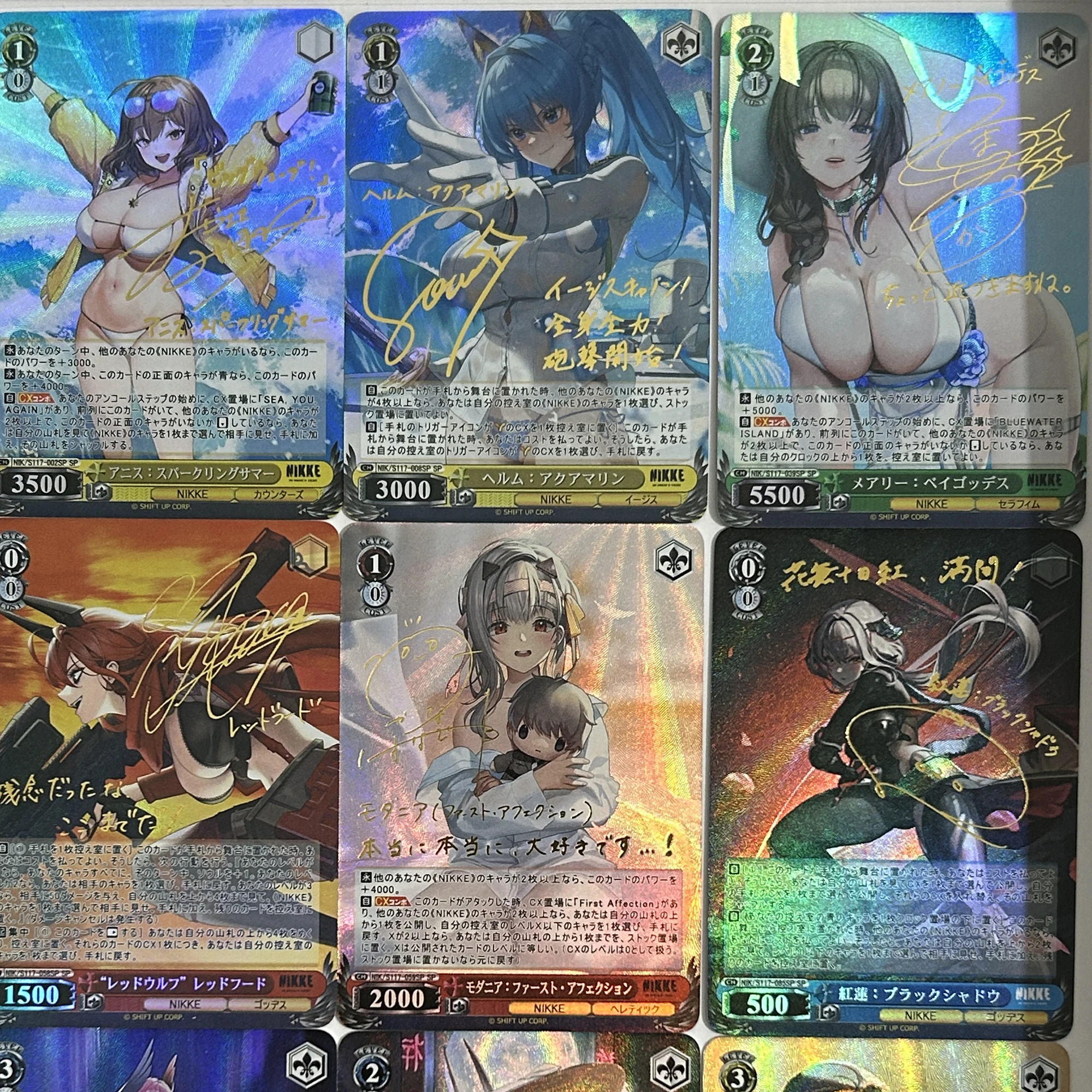 9Pcs/set Nikke The Goddess of Victory Anime Girl SP Gold Hot Signature Flash Card Self Made Game Anime Collection Card Gift Toy