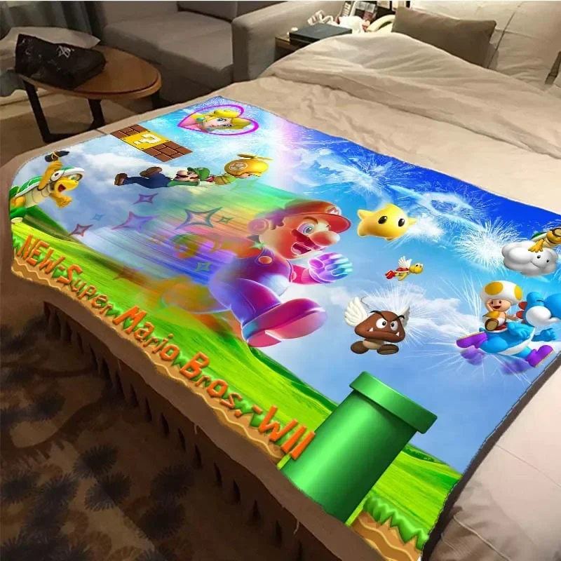 thumbnail image 1 of Manta de felpa suave con diseño de Super Mario de juegos japoneses, manta de franela para sala de estar, dormitorio, cama, sofá, funda de picnic, 1 of 5