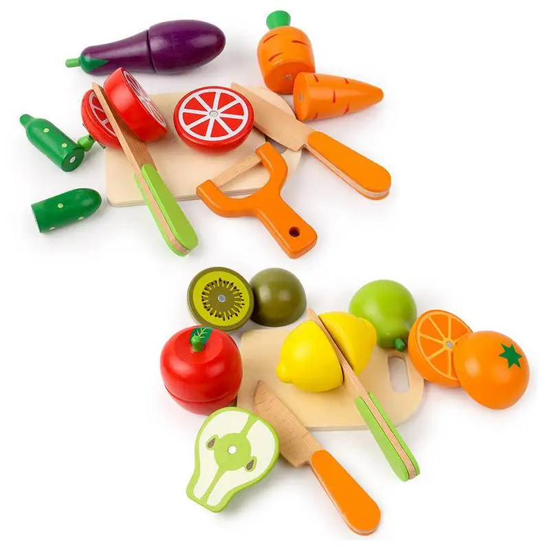 

Игровой набор еды для детей, 8 шт., набор еды с разделочной доской, краска на водной основе, деревянные фрукты и овощи, магнитное соединение