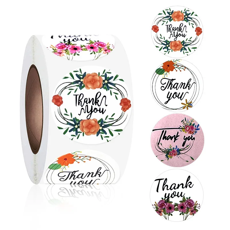 

500pcs/Roll Thank You Stickers 1inch Envelope Seal Labels Gift Packaging Stickers Wedding Birthday Party Offer Stationery 2.5cm