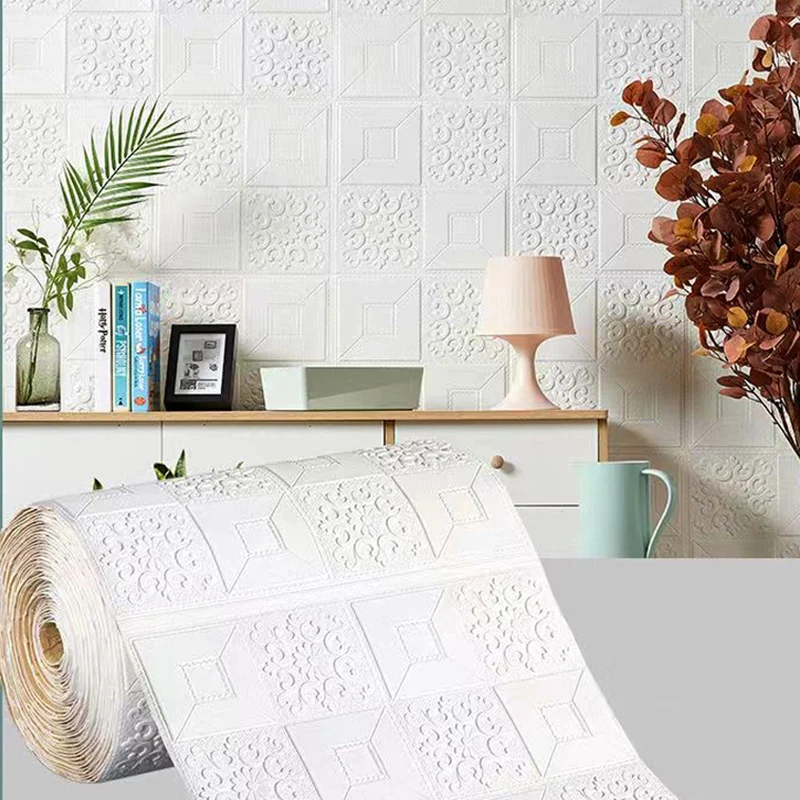 thumbnail image 1 of Paneles de pared con patrón de ladrillo 3D de 70 cm x 1 m, papel tapiz DIY, impermeable para sala de estar, dormitorio, cocina, fondo, decoración de pared, 1 of 5