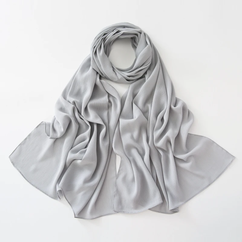 Little Crinkle Chiffon Hijab Good Stitching Solid Plain Scarf High Quality Premium Malaysian Women's Scarves Hijabs Long Shawl 4