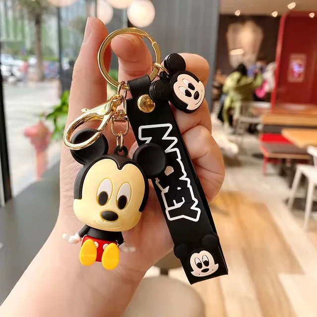 New Anime Disney Mickey Mouse Keychai Figure Toys Minnie Minnie Stitch Frozen Keychain Car Couple Bag Keychain Girl's Gift Toys 2