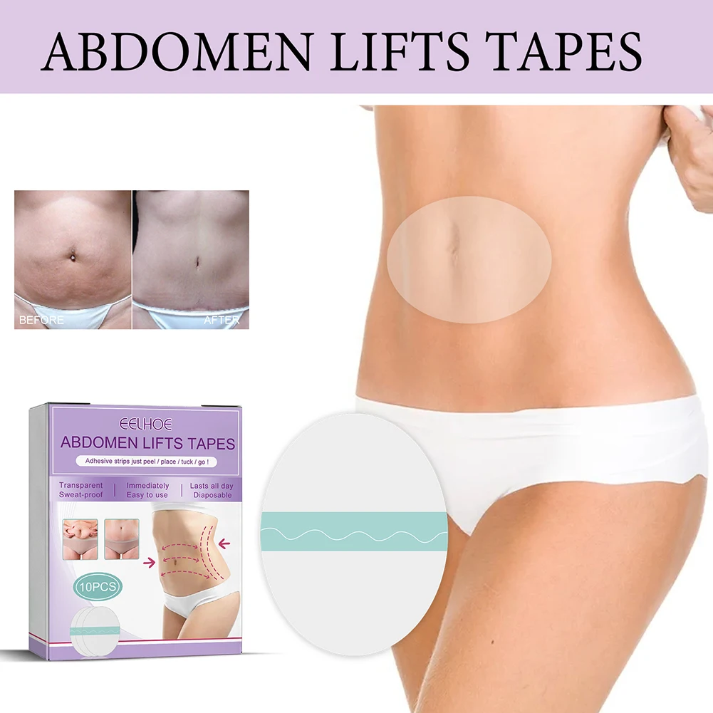 10pcs Abdomen Lifts Tape Wrinkle Remover 20g Loose Skin Firms Care Tape Transparent Body Sticker for Navel Treatment Health Care