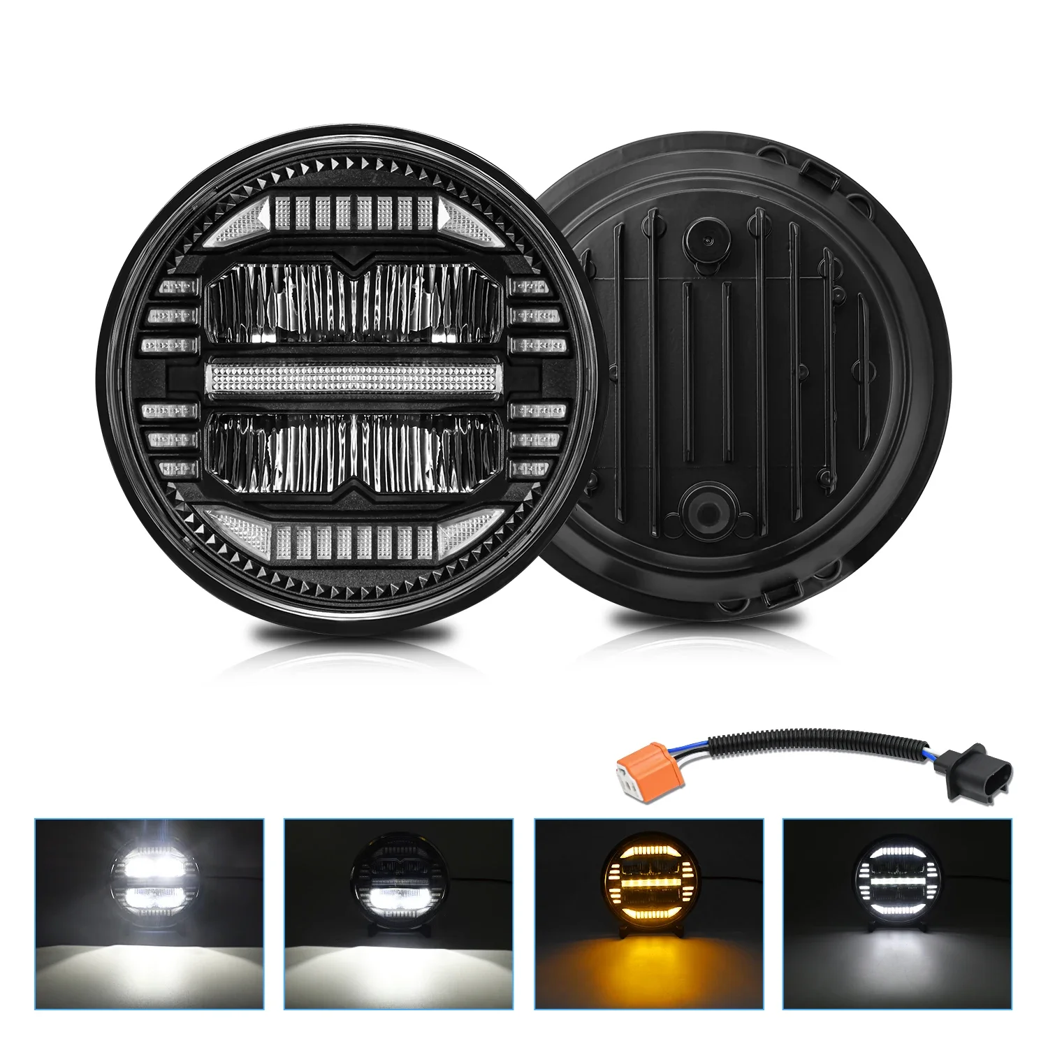Jeep Work Light Headlight 12V 24V Vehicle Auxiliary DRL Turn Signal Headlamp Dri