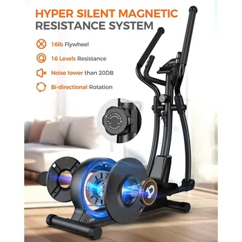 pooboo Elliptical Machine, Elliptical Exercise Machine with 16-Level Resistance&Hyper-Quiet Magnetic Driving System, 2