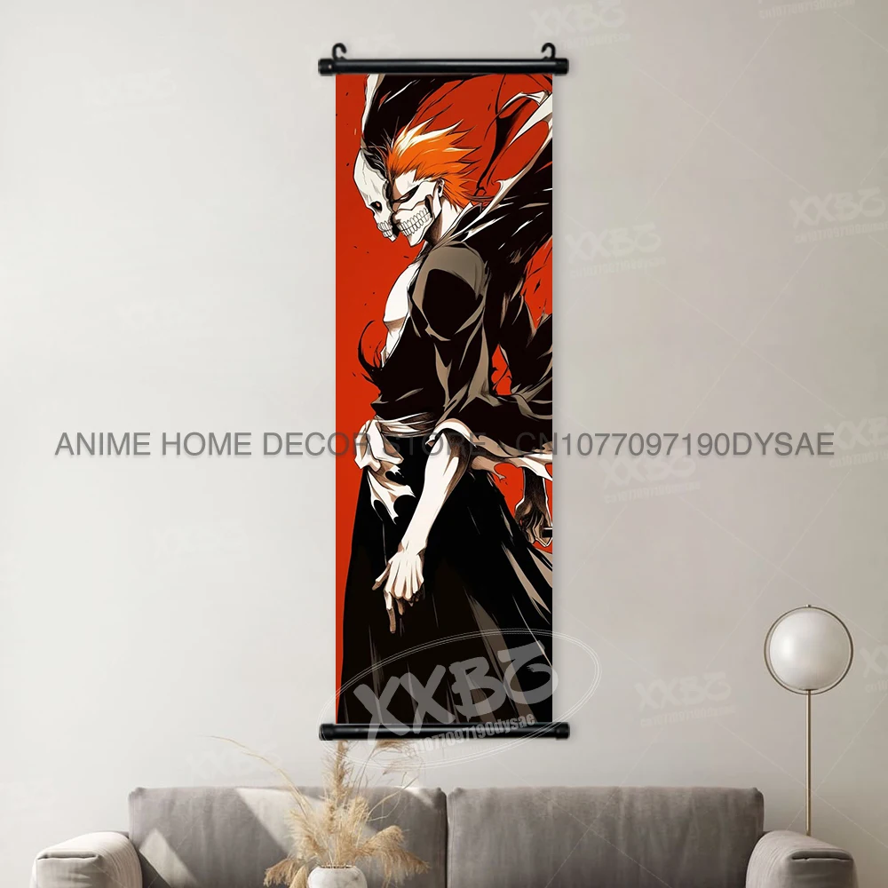Bleach Anime Art Scroll: Ichigo & Orihime Decorative Wall Hanging