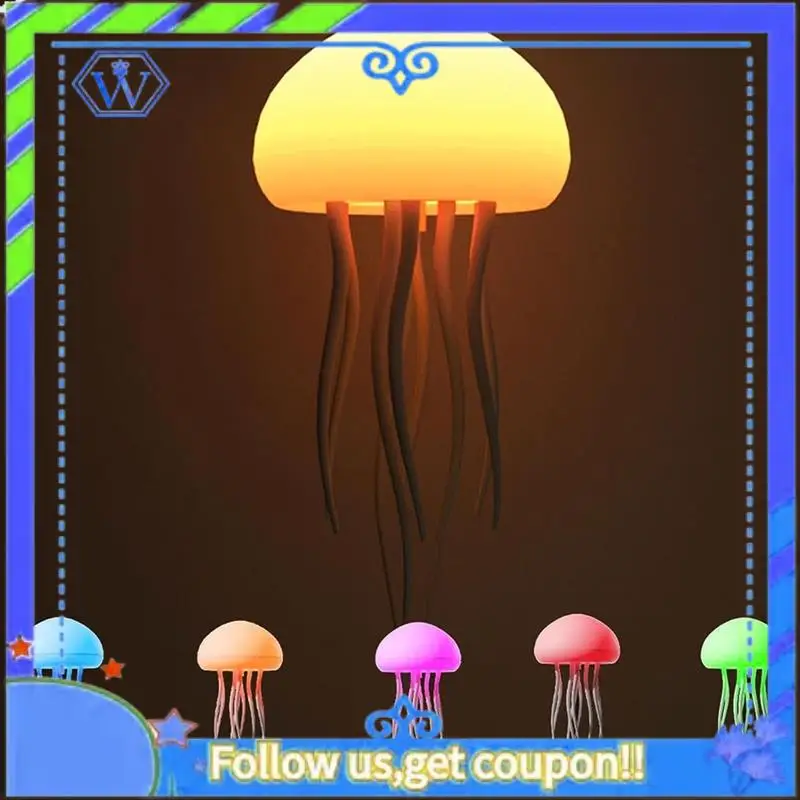 LED Jellyfish Lamp RGB Gradient Jelly Fish Light Lamp Voice Control Jellyfish Light Rechargeable Desk For Bedrooms