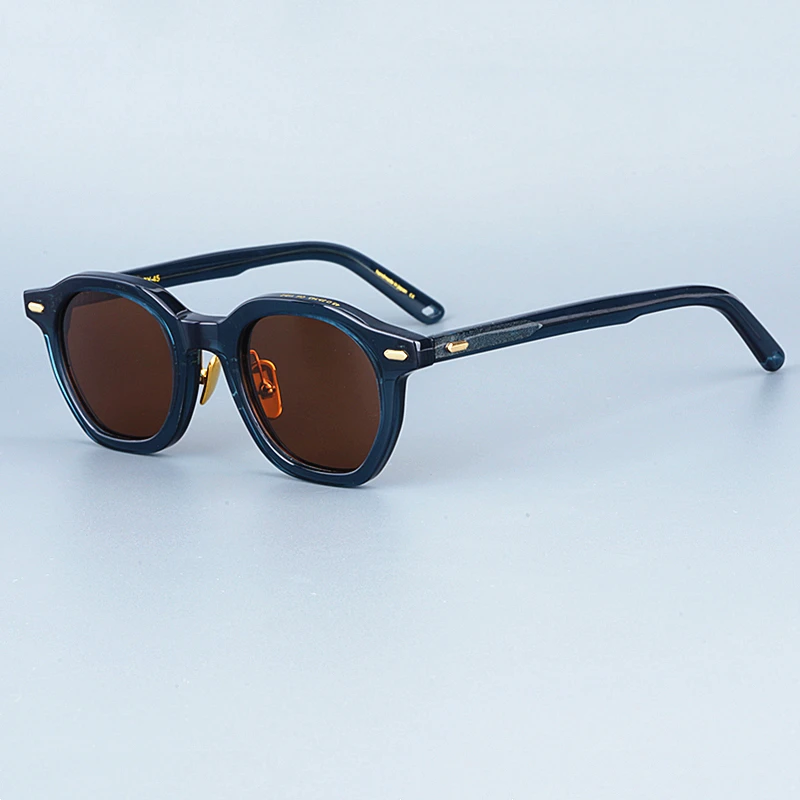 

Женские и мужские винтажные очки-авиаторы, асимметричные многоугольные солнцезащитные очки с матовой ацетатной оправой и поляризованными линзами UV400, 2022