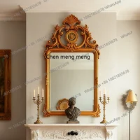 กระจกตกแต่งสไตล์ฝรั่งเศสแบบเรโทรใหม่ล่าสุด กระจกติดผนังห้องนั่งเล่นสไตล์อเมริกัน กระจกติดผนังเตาผิง กระจกแขวนผนังสไตล์ยุโรปคลาสสิกแกะสลักสำหรับห้องน้ำ 1