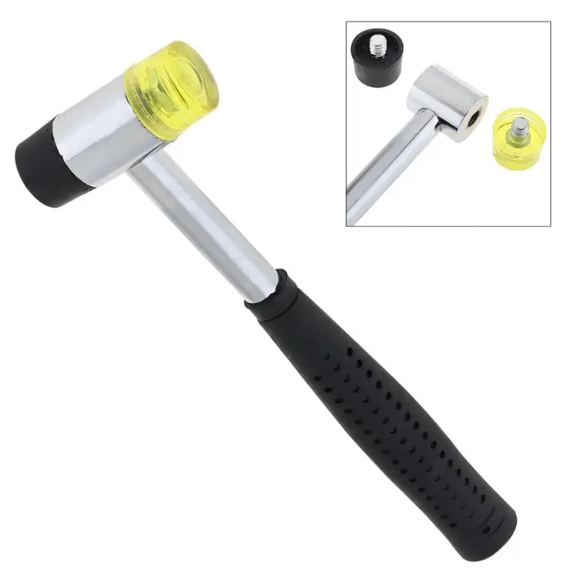 

1pc 25mm Rubber Mounting Hammer Fitting Tool Wear-Resistant Slip-Proof Installation Tools Steel Handle Double Head DIY Hand Tool