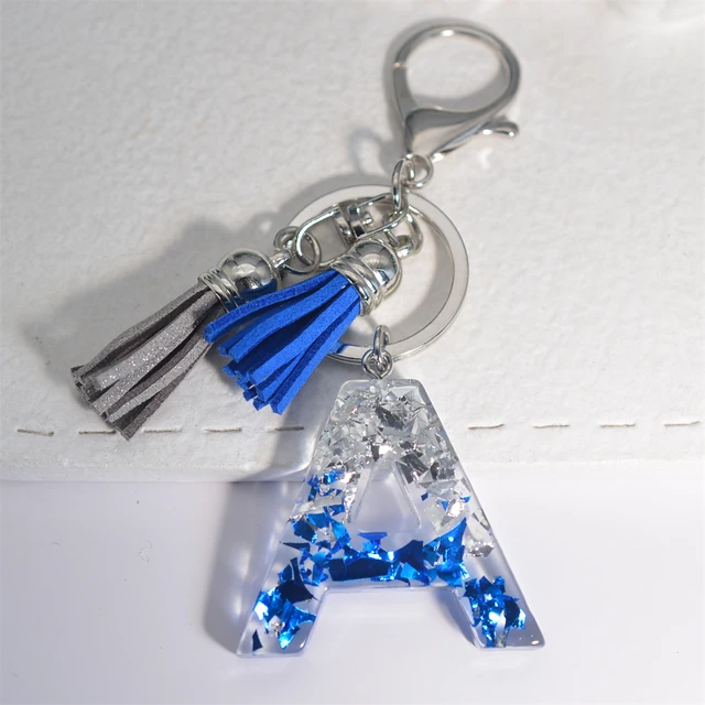 Red Flower Letter 'O' Keychain For Women - Resin Alphabet Pendant With Glass Ball & Tassel - View #6