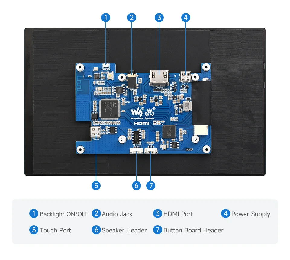 Waveshare ǻ   ġ ũ IPS ÷,   4/3/Zero 2 W, ȭ  , 1280  800, 8 ġ