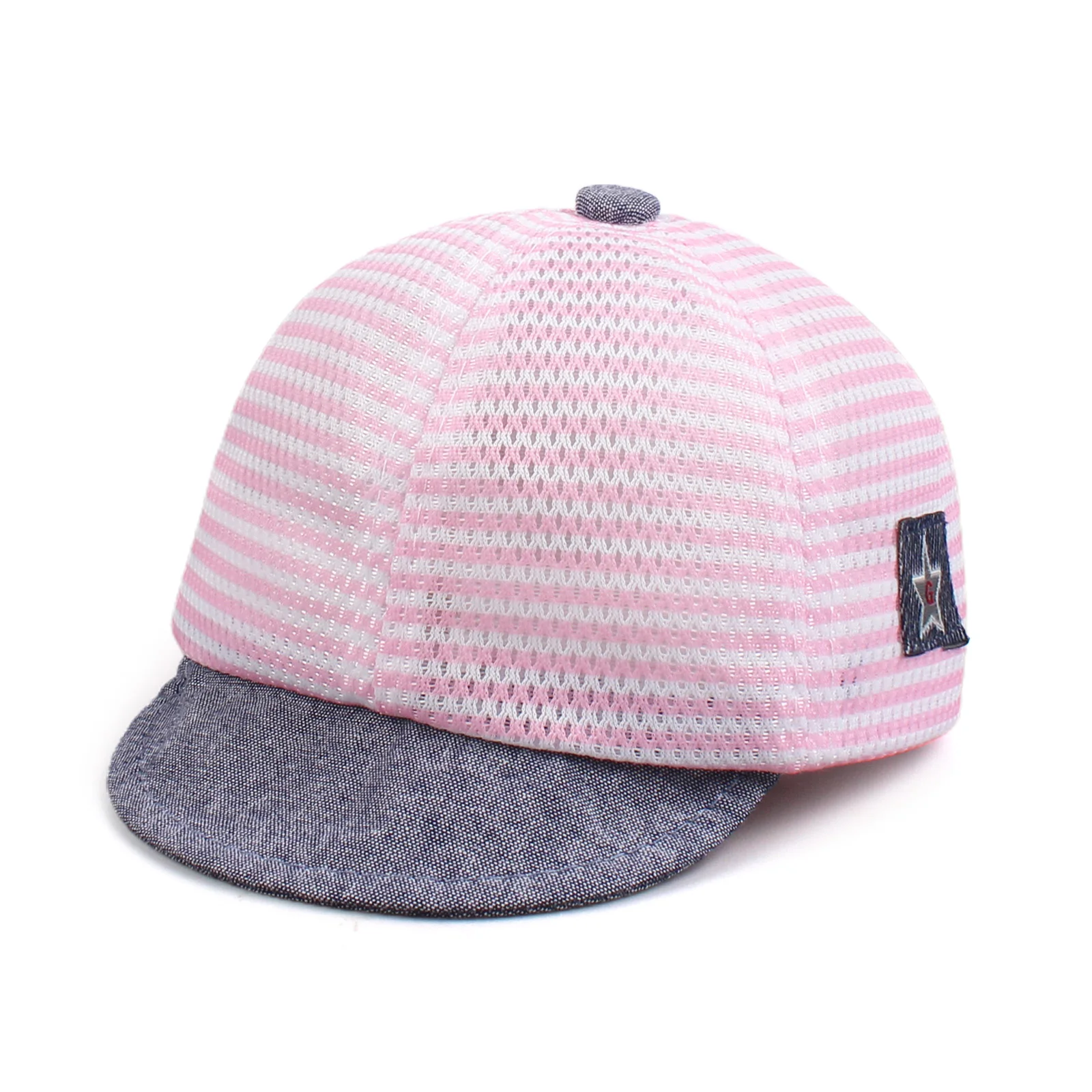 

Breathable Mesh Fabric Hat Striped Style Snapback Sunhat Spring Summer Sunscreen Hat Kids Pentagram Pattern Hip Pop