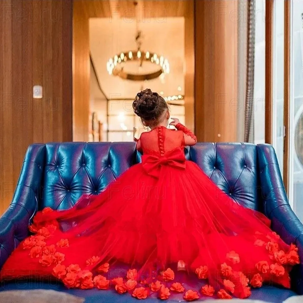 

Pastrol Princess Flower Girl Dress 3D Flower 2023 Custom Made Birthday Pageant Communion Robe De Demoiselle Wedding Party Gowns