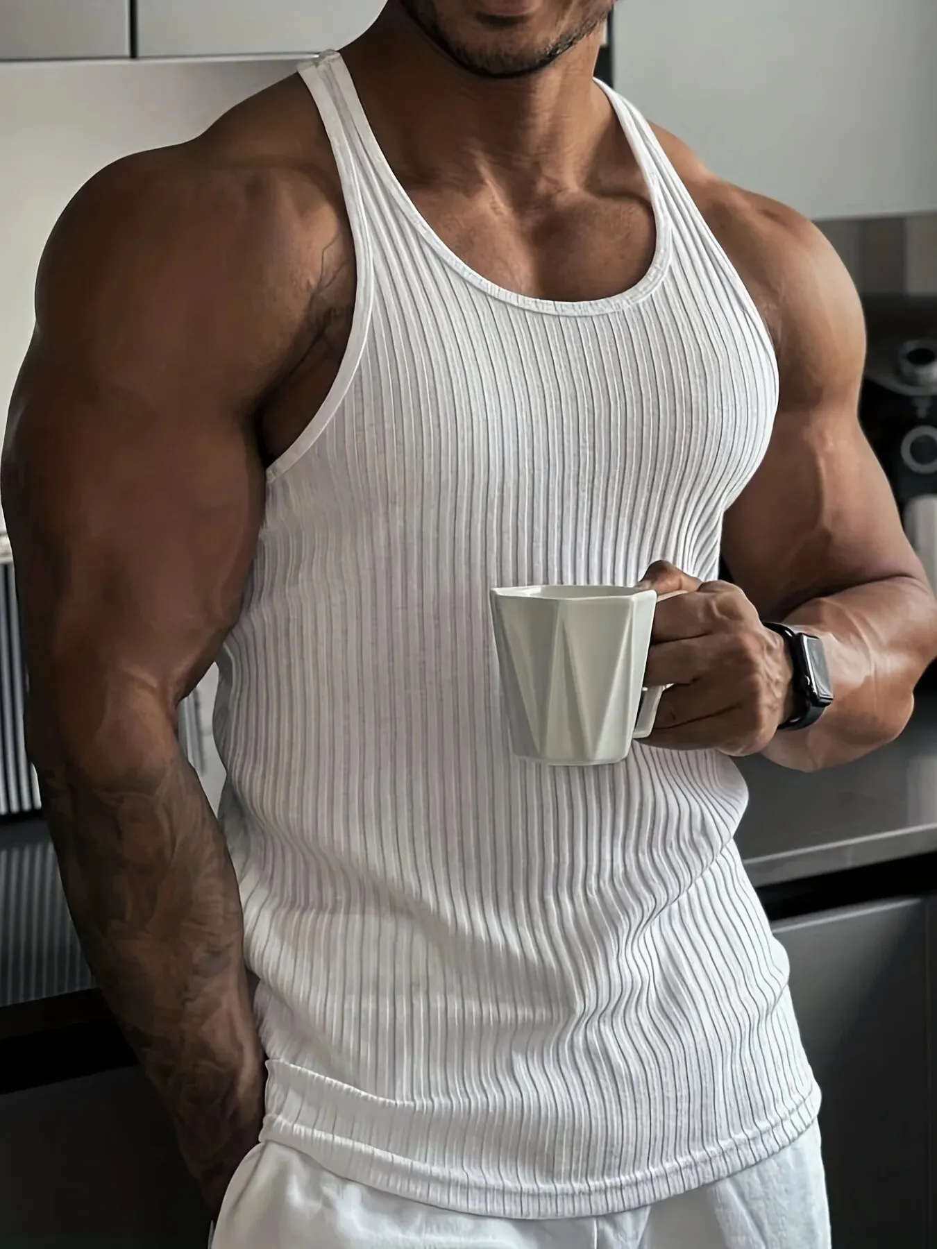 Men's Breathable Tank Top Casual Quick Drying Stretch Crew Neck Sports Tops Summer Sweatshirt sports sleeveless vest