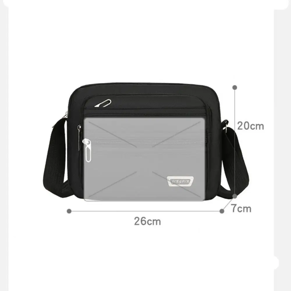 Nylon Men Crossbody Bags Oxford Cloth Black Brown Blue Green Boy Messenger Bags 4 Zippers/ 6 Zippers Rectangle Man Handbags
