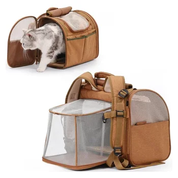 Cat Backpack for Travel & Outdoor Oxford Fabric Pet Carrier with Expandable Breathable Space Capsule Design Backpack for Cats