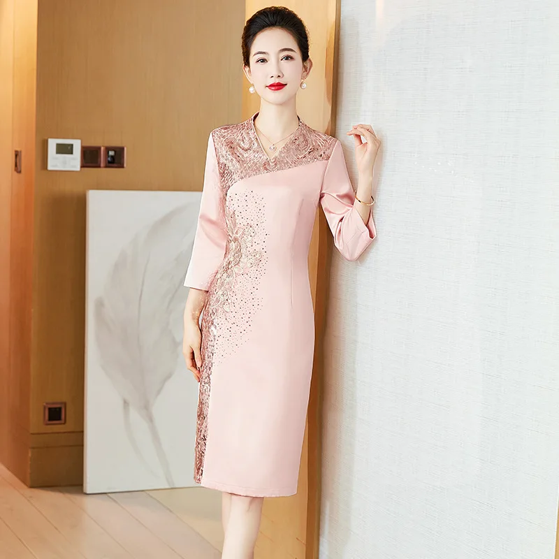 

Yourqipao 2023 Autumn Young Mother Noble Elegant Fashion Skirt Qipao Chinese Style Wedding Evening Banquet Dress for Women Party