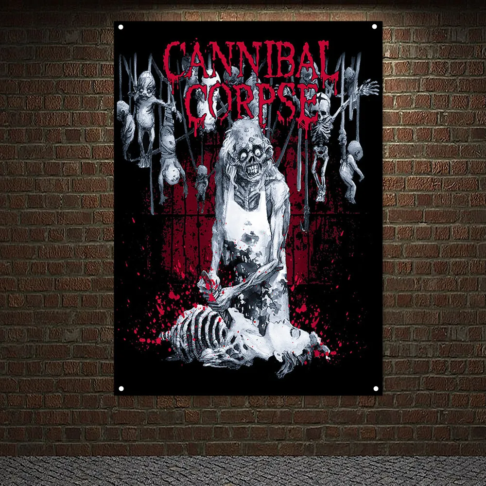 

Гобелен с татуировками в виде черепа CANNIBAL коричника, ползучий, темная смерти, художественный плакат, настенный подвесной флаг, рок, металлический музыкальный баннер, Настенный декор, картина