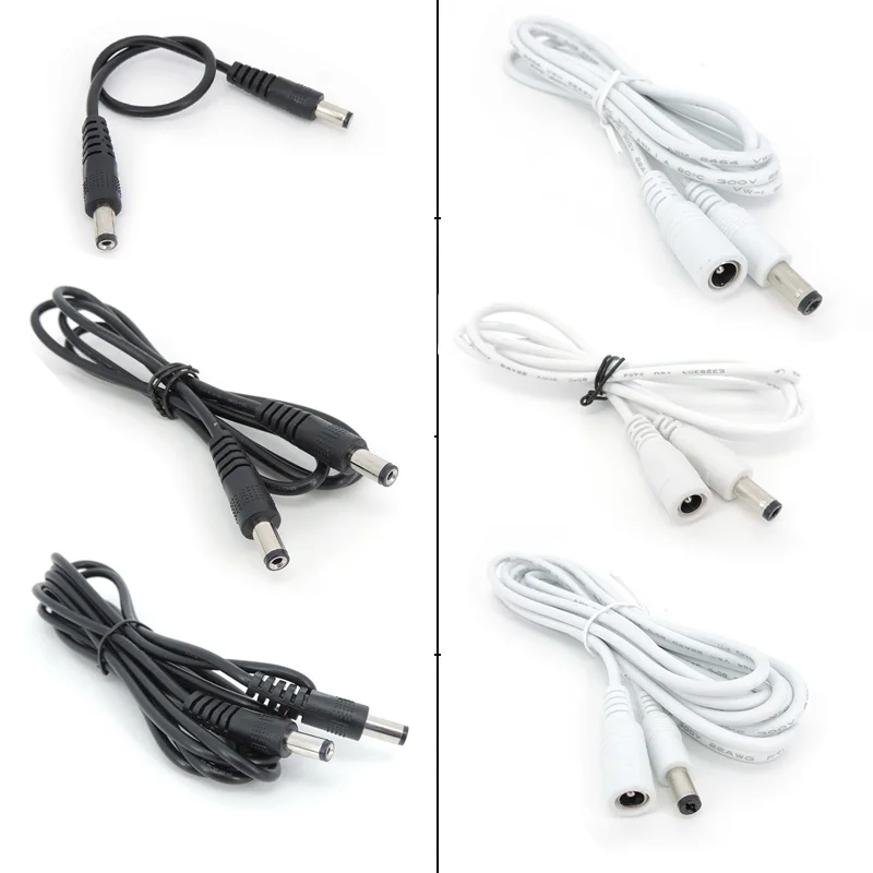 

10x 22awg 3A DC Male To male female Power supply Adapter white black cable Plug 5.5x2.1mm Connector wire 12V Extension Cords h