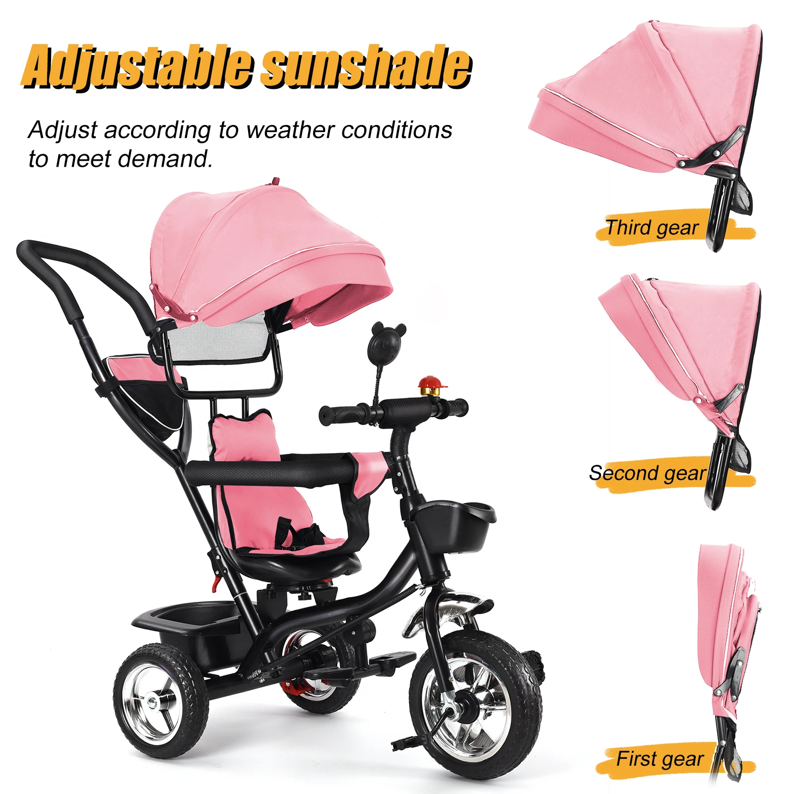 Tricycle avec siège rotatif et barres de sécurité