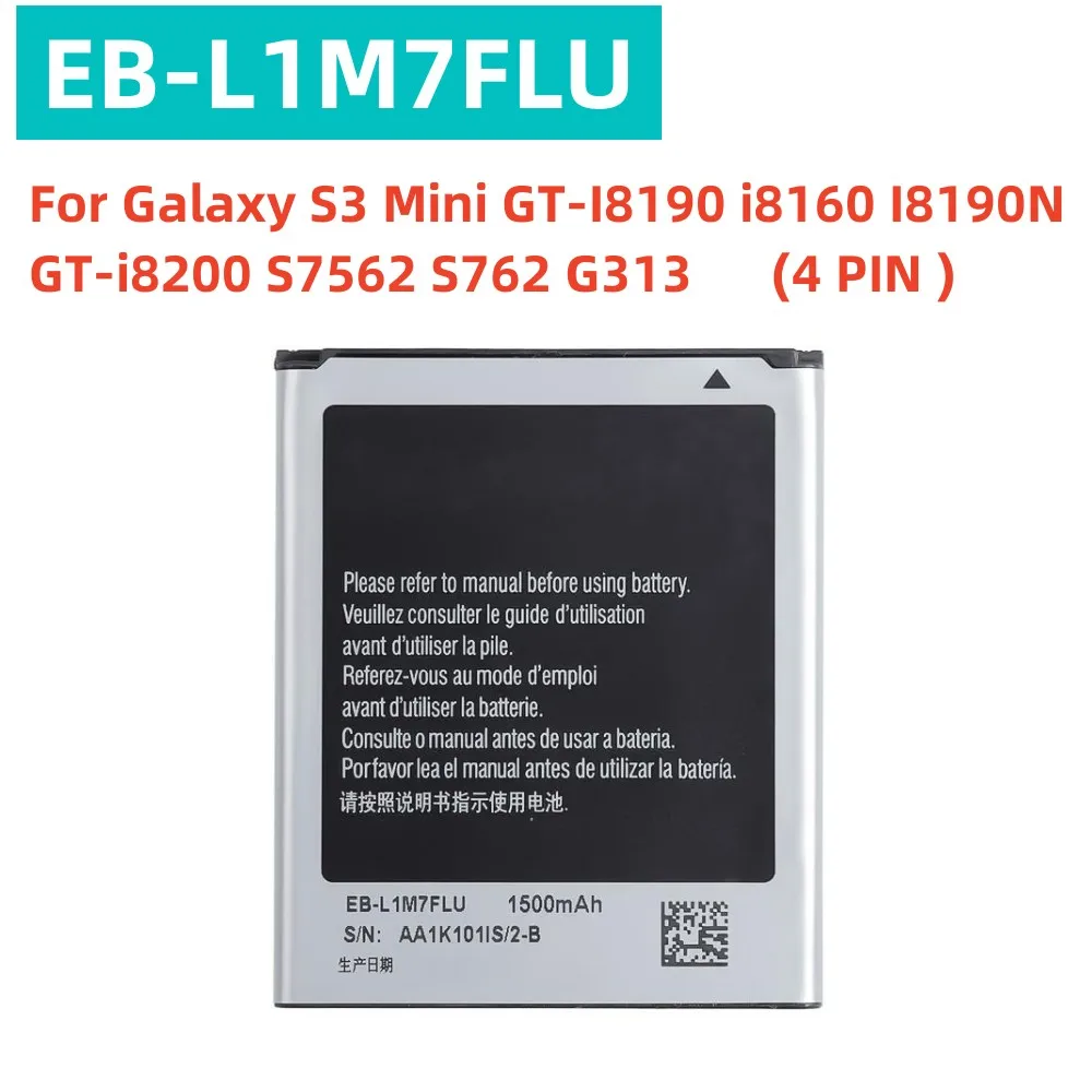 katalog sende Skulptur Replacement Battery EB-L1M7FLU EB-F1M7FLU For Galaxy S3 Mini GT-I8190 i8160  I8190N GT-i8200 S7562 S762 G313 3/4 PIN