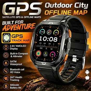 Nuovo Smartwatch GPS 2026 Impermeabile 5ATM con Mappa Offline Integrata e Bussola, Orologio Sportivo Militare con Oltre 170 Modalità Sportive, Smartwatch da Nuoto per Uomo
