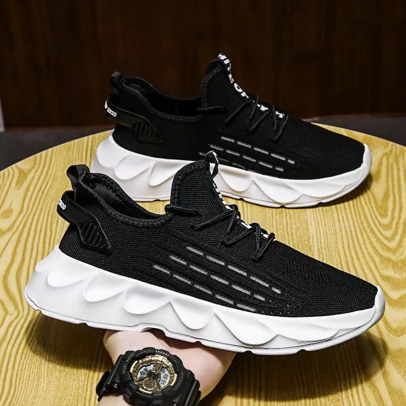 Summer Men's Casual Sport Shoes Light Sneakers White Outdoor Breathable Mesh Black Running Shoes Athletic Jogging Tennis Shoes 2