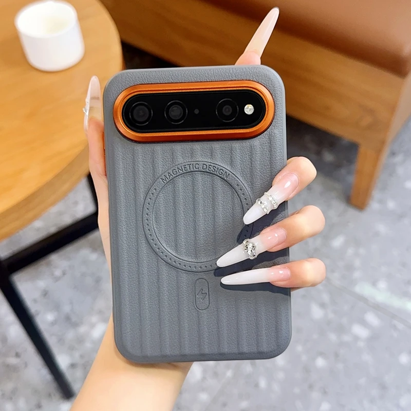 MagSafe Magnetic Shockproof Solid Color Protective Back Cover with Tile Pattern Design