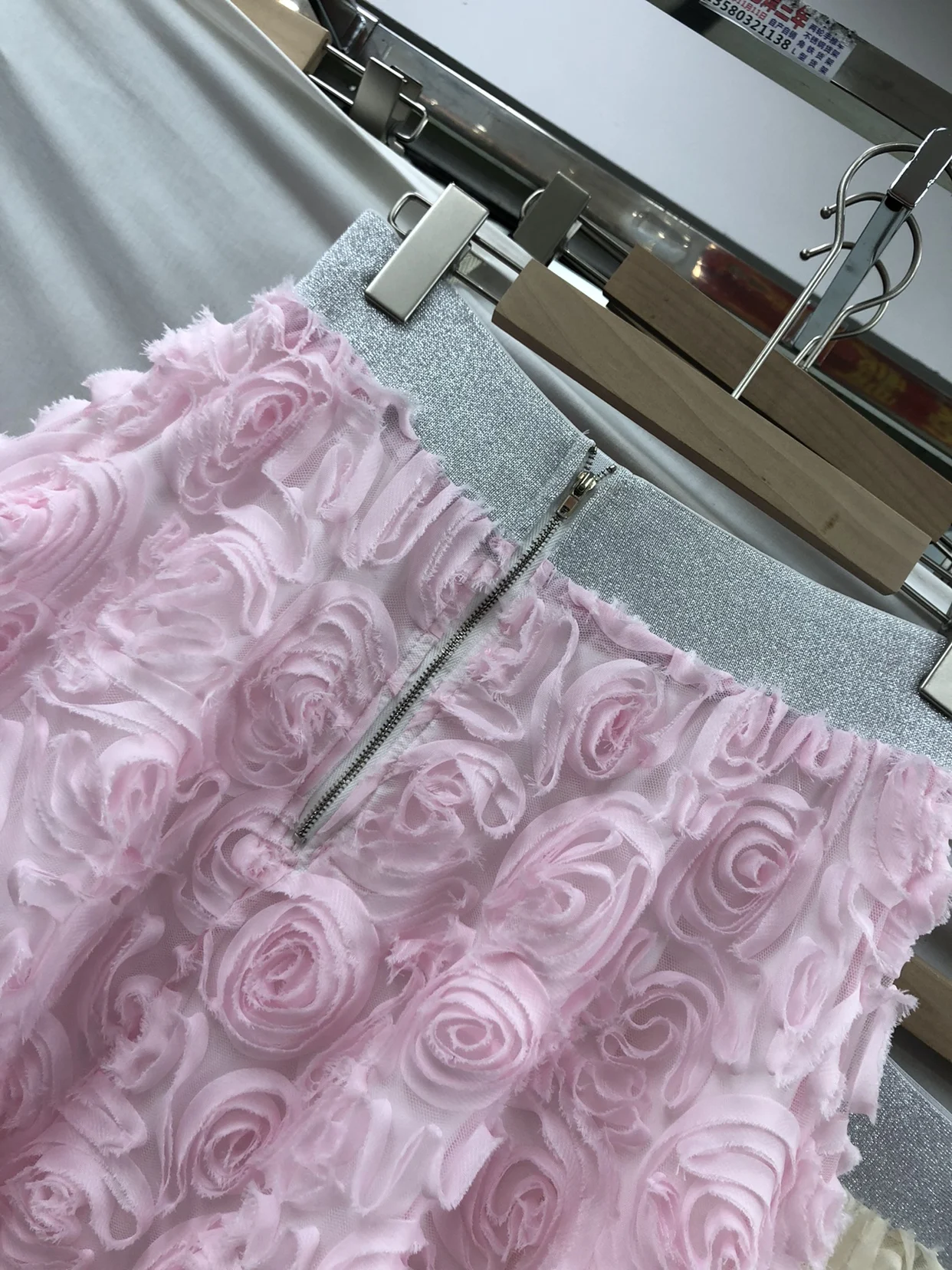 Sweet Three-Dimensional Rose Flowers Pink Skirt 2024 Early Spring New French High Waist Large Swing Umbrella A- Line Midi Skirts
