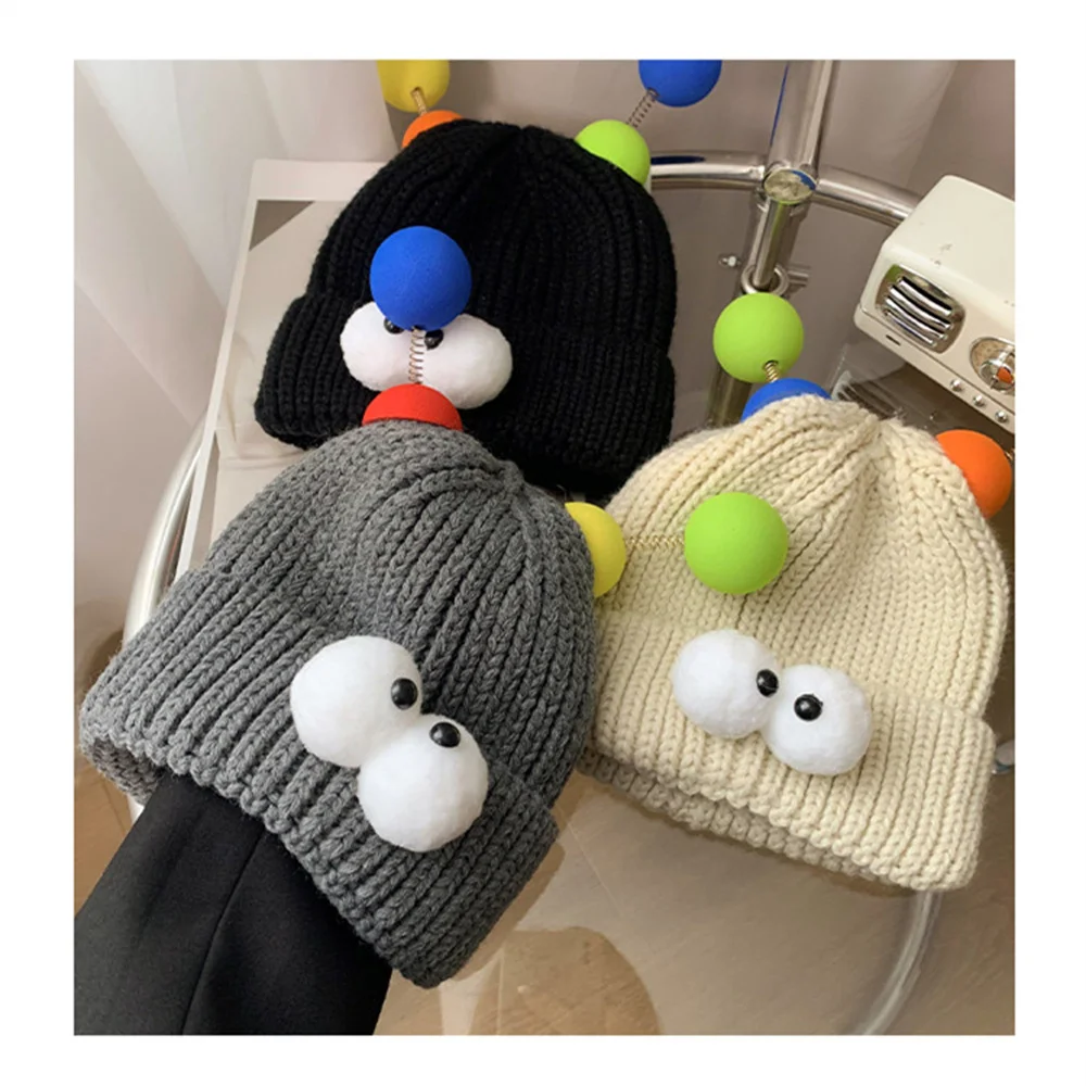 Big Eyes Woolen Hat Winter Warm Funny Short Thread Hip Hop Beanies Hat Women Men Boys Girls Elastic Knitted Skull Cap Headwear 4