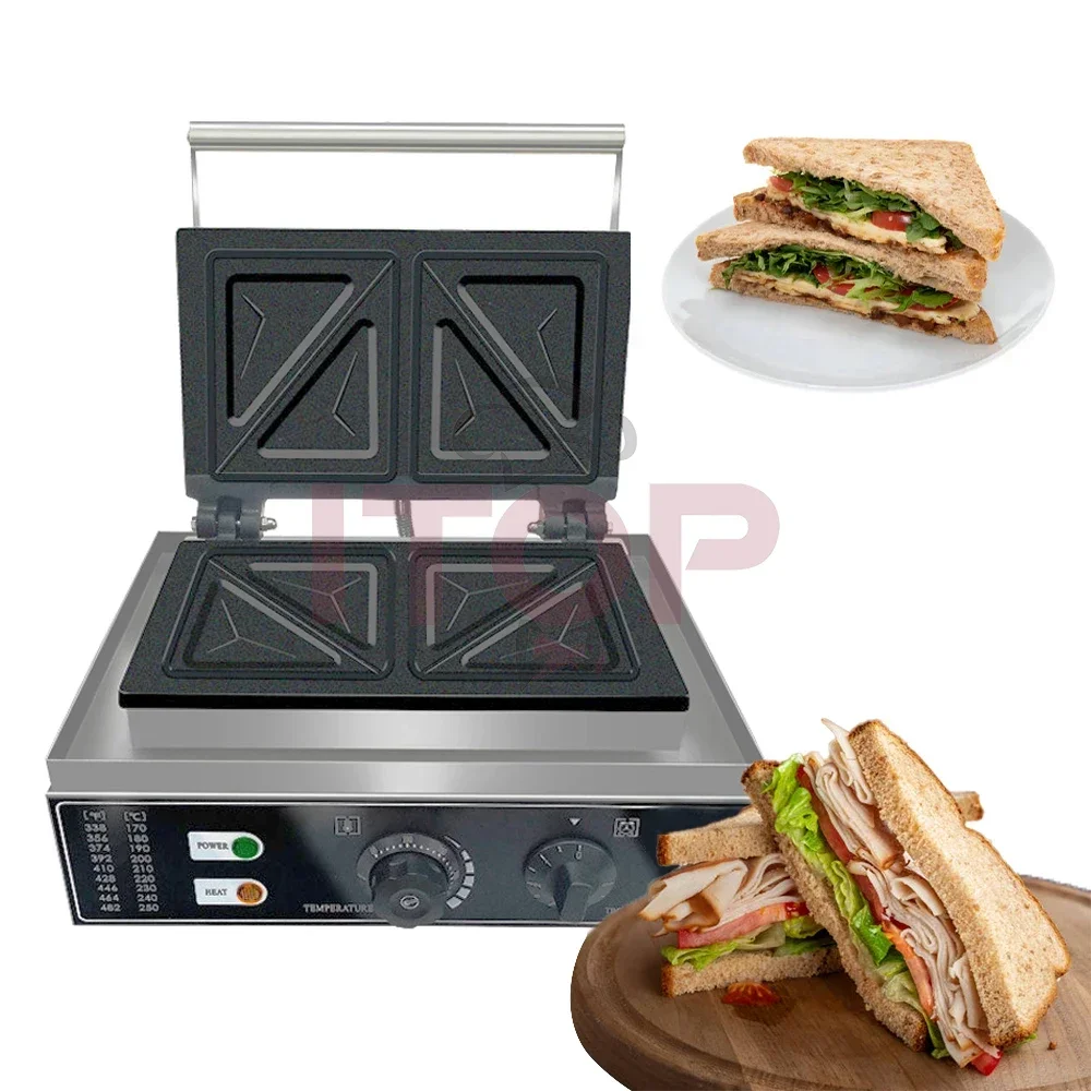 ITOP 220/110V Multi Function Breakfast Sandwich Maker 1550W 2 Slice Electric Waffle Sandwich Maker Toaster 4