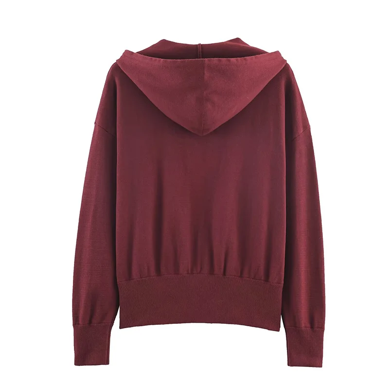 Women's Jacket Autumn 2025 New Long Sleeve Simple And Comfortable Hooded Sweatshirt Jackets Casual Fashion Knitted Zipper Coat