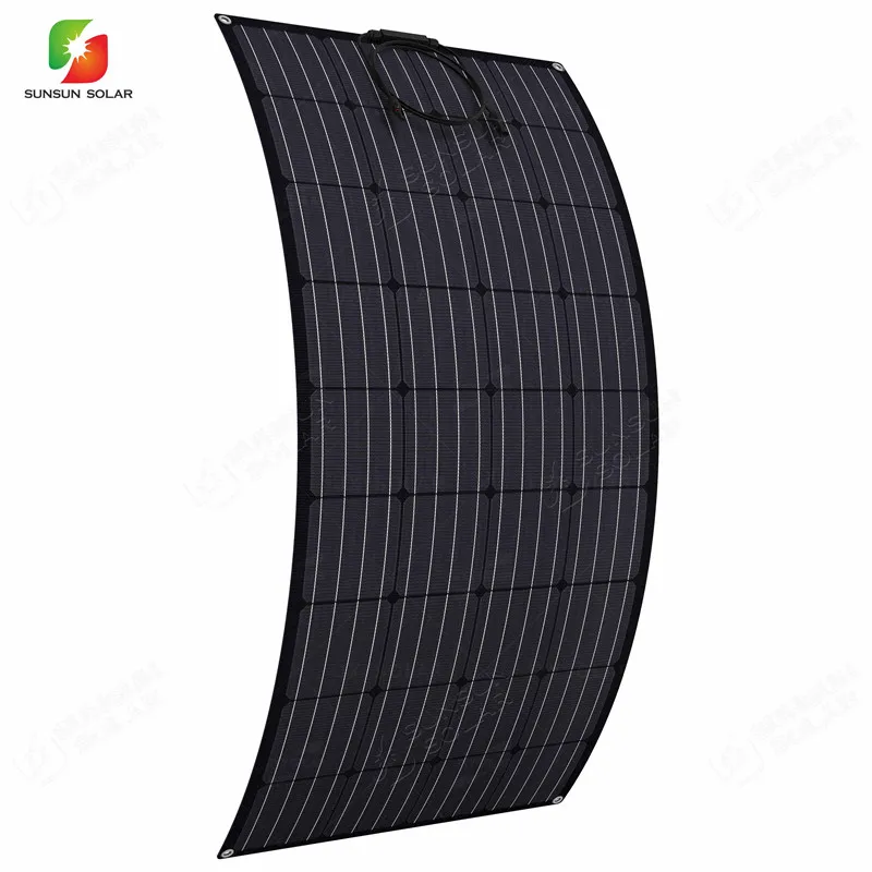 

New Promotion flexible solar panel ALL BLACK 200W 18V ETFE monocrystalline cell semi flexible pv flex solar panel