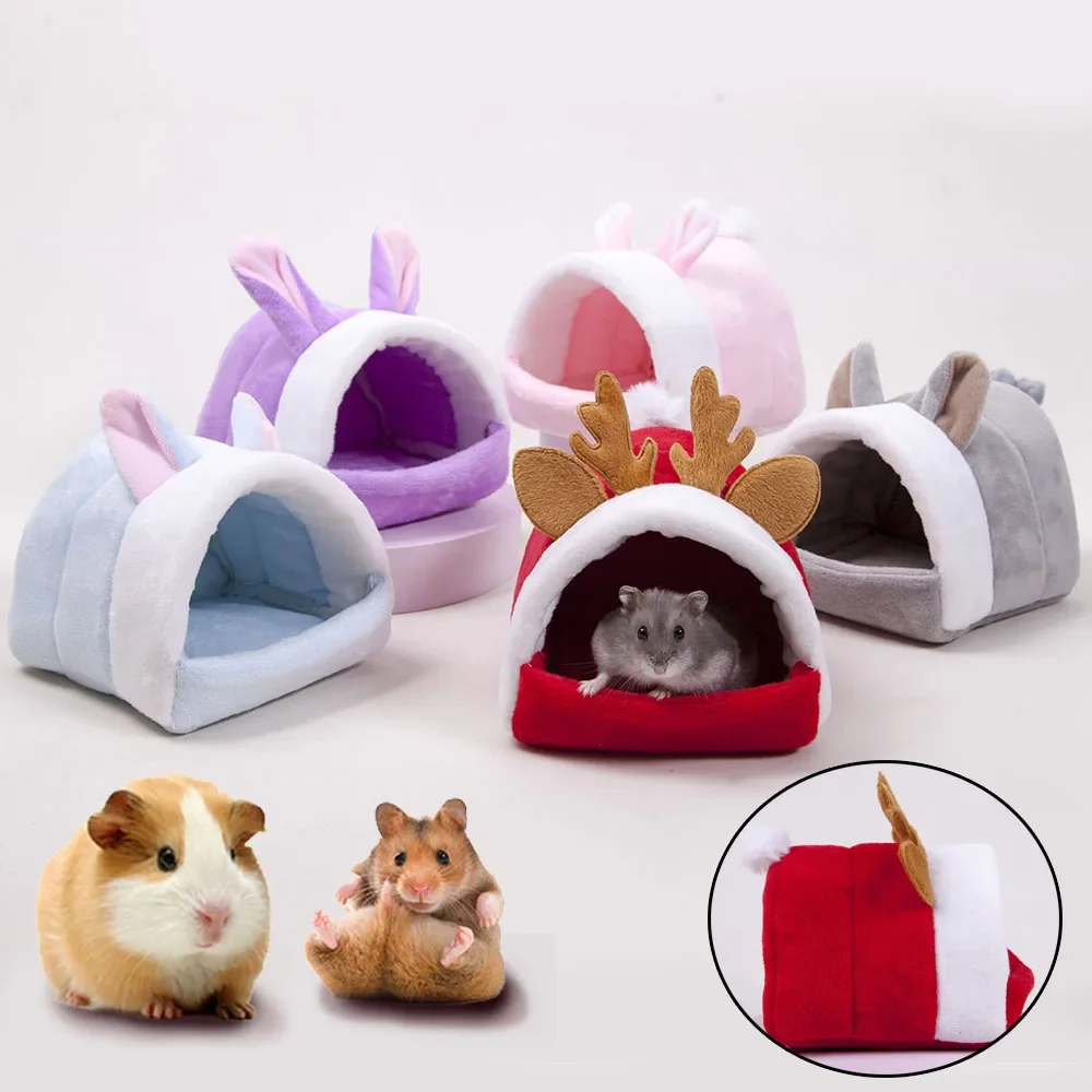 

Christmas Pet Nest Soft Plush Warm Hamster House Small Animal Nest Guinea Pig Squirrel Mice Rat Sleepping Bed Cute Warm Nest