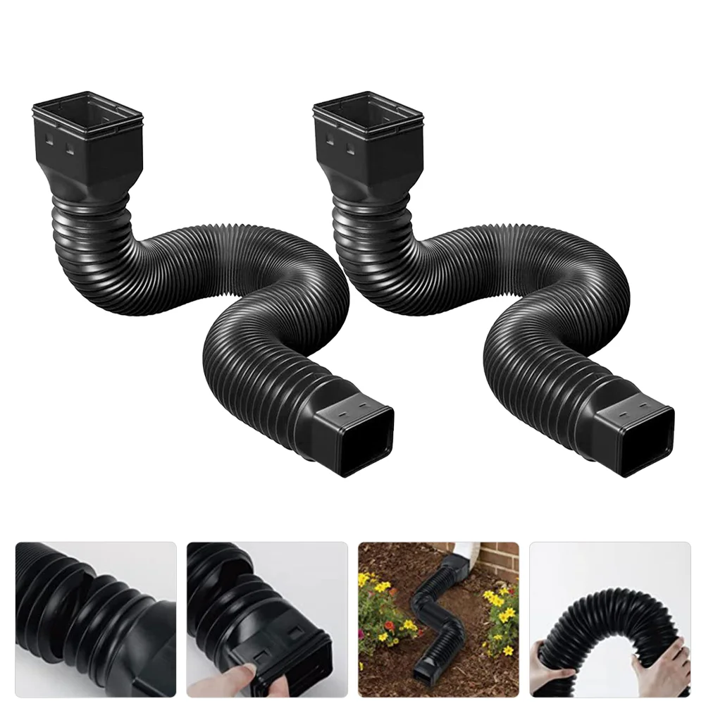 

Drain Hose Outdoor Trash Downpipe Extender Retractable Gutter Kit Black Spout Extension Downspout Flexible Tube Rainwater