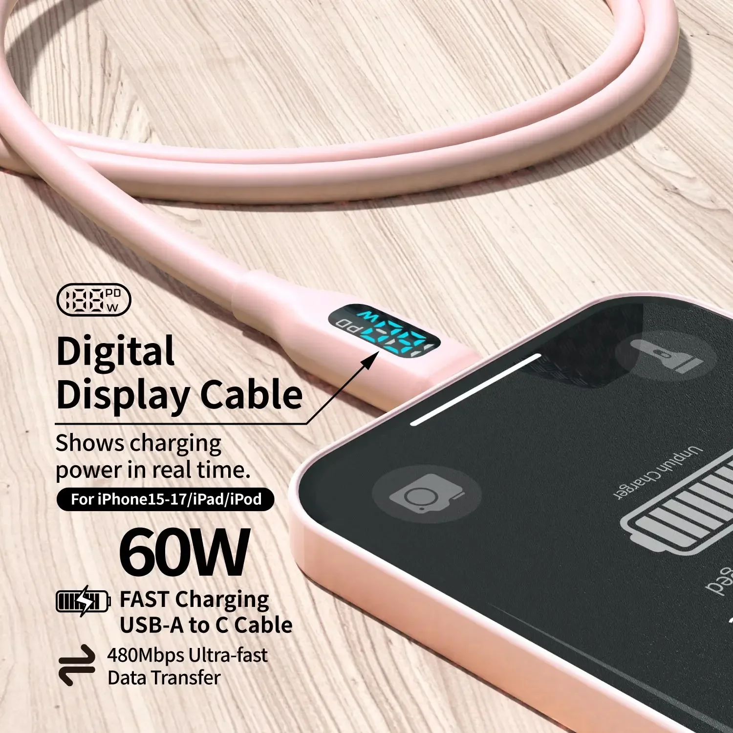 Dual USB A & C Fast Charging Cable [2-Pack]