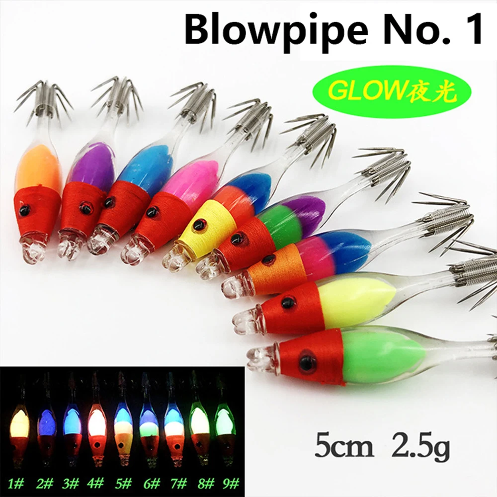 

2024 New Squid Hook Small Tube Artifact Sea Fishing Fluorescent Wood Shrimp Fish Hook Burst Fishing Luminous 5cm