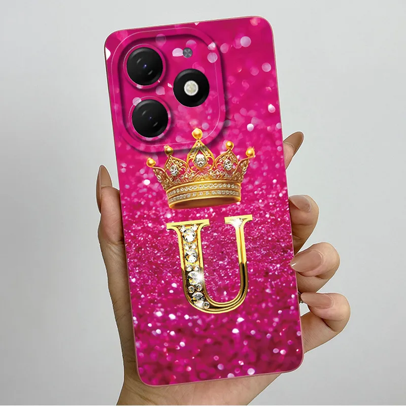 Crown Letter Silicone Soft Phone Case with Camera Protection and Back Cover Bumper