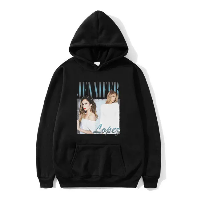 

Jennifer Lopez Graphic Print Hoodie Men Women Hip Hop Oversized Pullover Male Vintage Hoodies Unisex Fashion Casual Sweatshirt