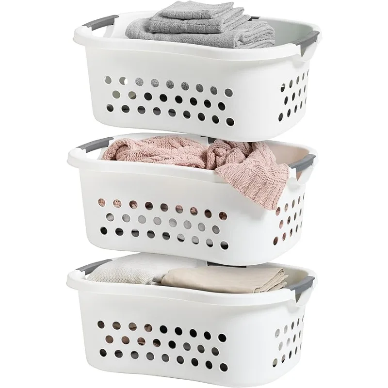 

3 Pack Comfort Carry Laundry Basket, White