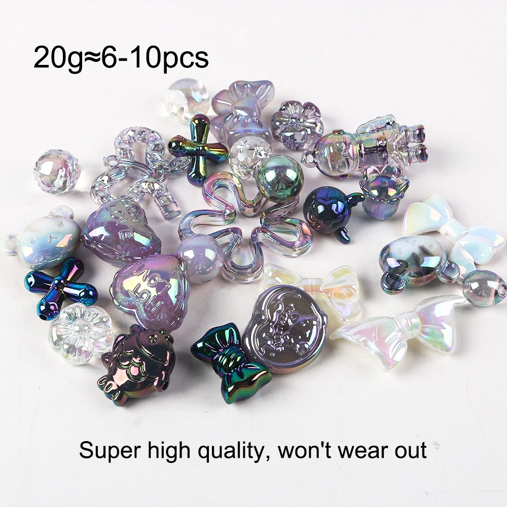 Mixing UV Plated Acrylic Beads 20g/lot For Jewelry Making Loose Spacer Beads DIY Mobile Phone Chain Bracelet Necklace Accessorie