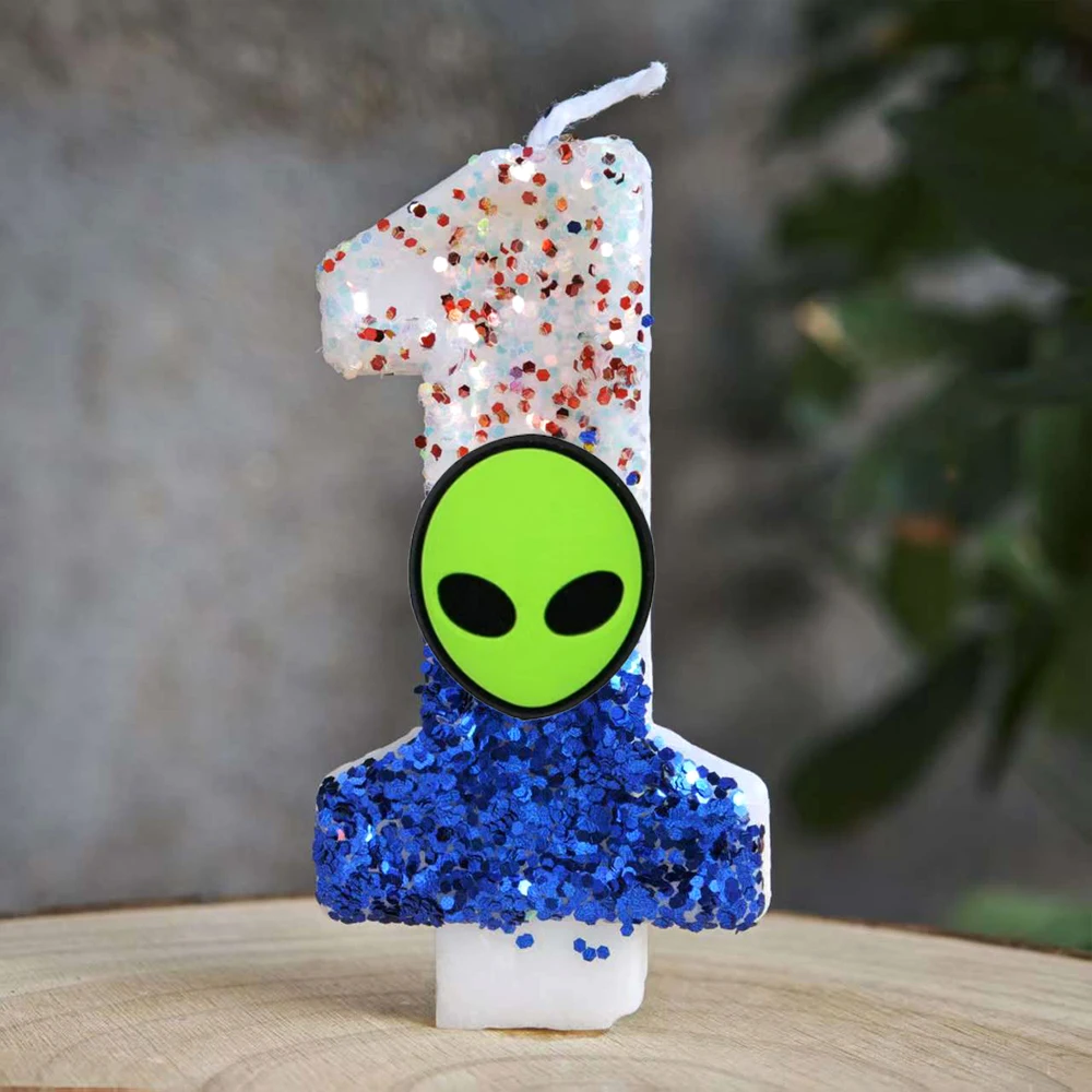 Lustige Alien-Themen-Kerzen 0-9 Zahlen Kindergeburtstag Tortenkerzen Dekoration für Babyparty-Dekor – Detail 12