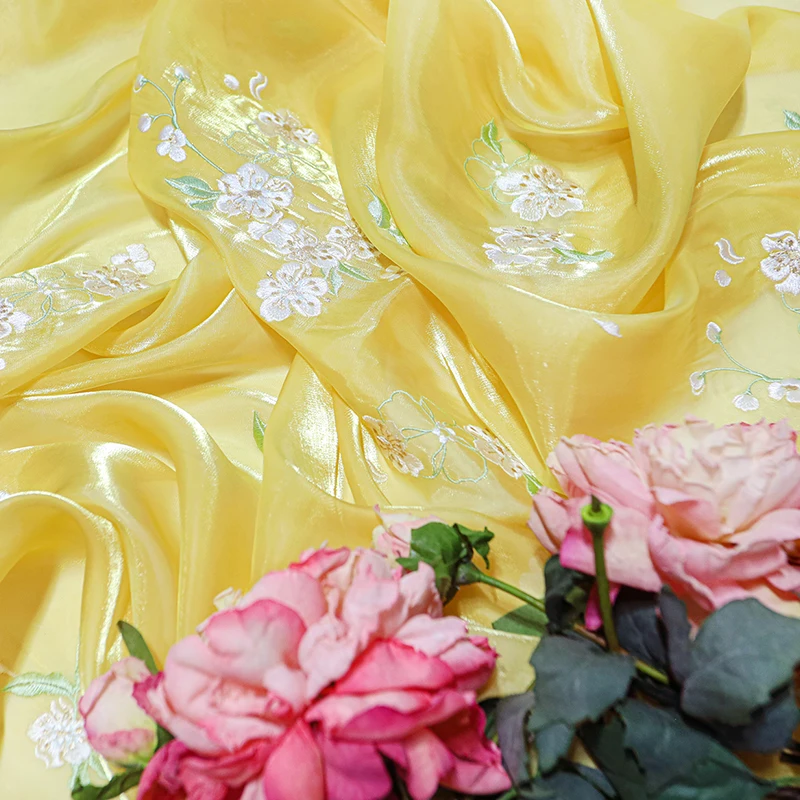 1m Blumen-Birnenblüten-Stoff, bestickter Chiffon-Stoff, DIY, chinesisches Hanfu, Nähen, Kostüm, Bühnendekoration, Bekleidungszubehör, 150 x 100 cm – Detail 9