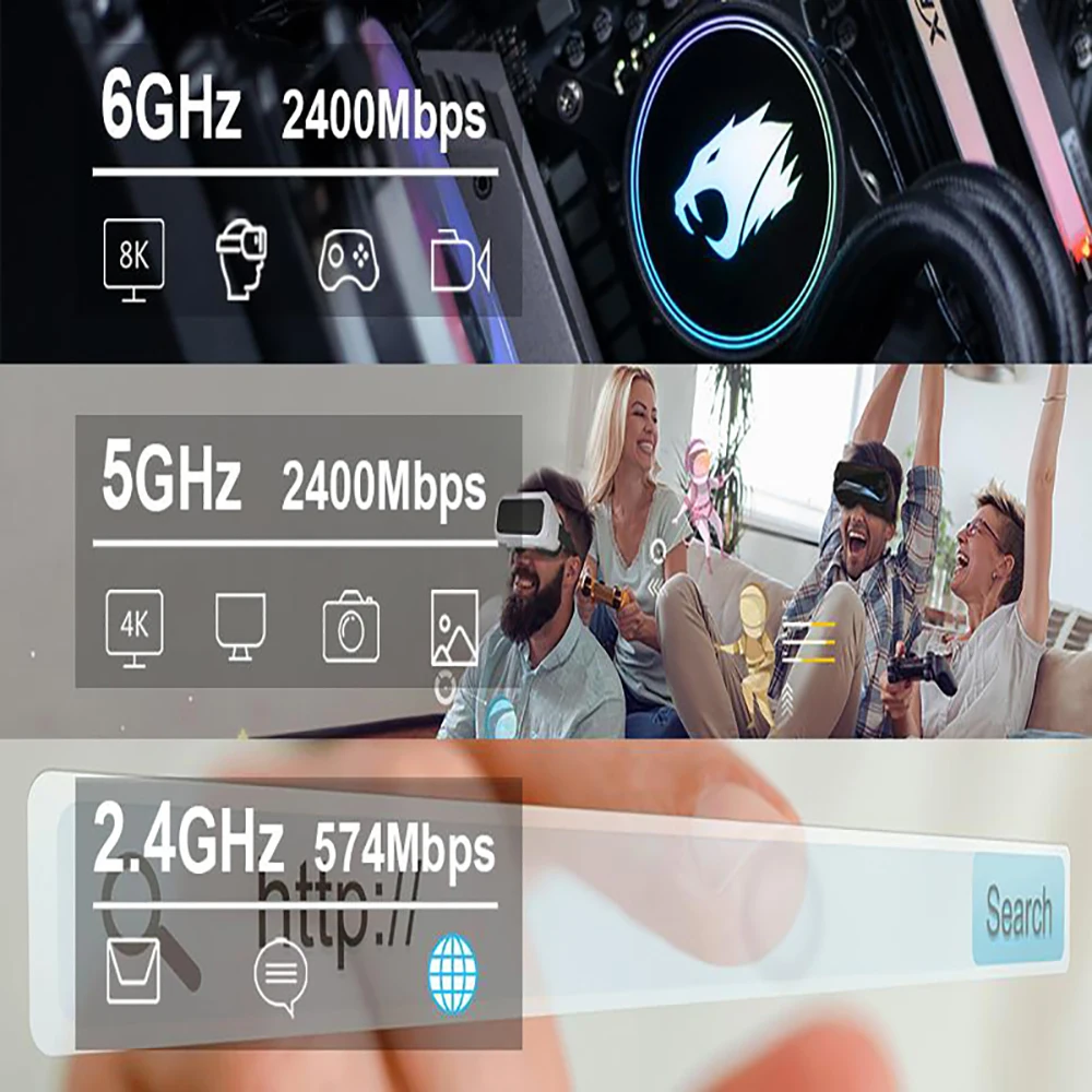 Teldaykemei RTL8852CE WiFi 6E AX5400 BT5.3 트라이 밴드 2.4G/5G/6Ghz 무선 PCIE 어댑터 PC Win 10/11용 802.11AX 네트워크 카드