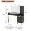 Fluted Makeup Vanity Desk with 36" HD Lighted Mirror, 48" Big Modern Vanity Desk with Mirror and Lights, Dressing Table 6