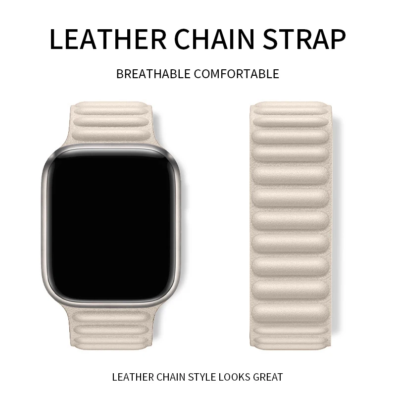 

Suitable for Apple watch strap iwatch s4s5s6s7s8 strap leather magnetic strap 38mm40mm41mm42mm44mm45mm intelligent sports strap
